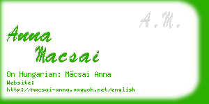 anna macsai business card