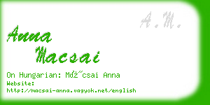 anna macsai business card